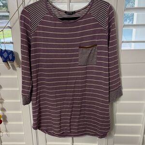 Pink Striped Pocket Raglan Top by Pink Clover